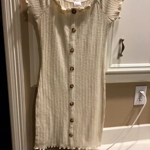 Medium NOBO cream mid dress with buttons.